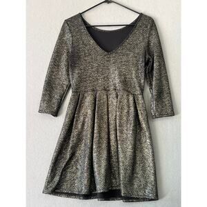 One Clothing Dress Womens Medium Silver Black Glitter Party Holiday New Year